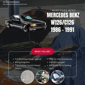 Mercedes-Benz W126 C126 S-Class 1986-1991 Workshop Manual Cover